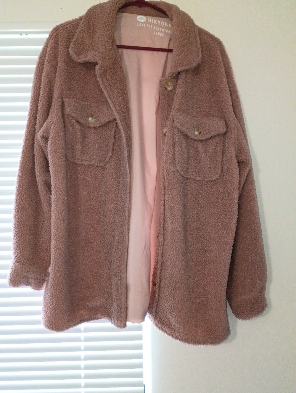 Hikyoga Women's Teddy Shacket in Mauve Pink